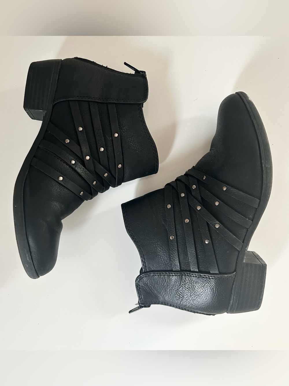 Girls Black Studded Ankle Boots